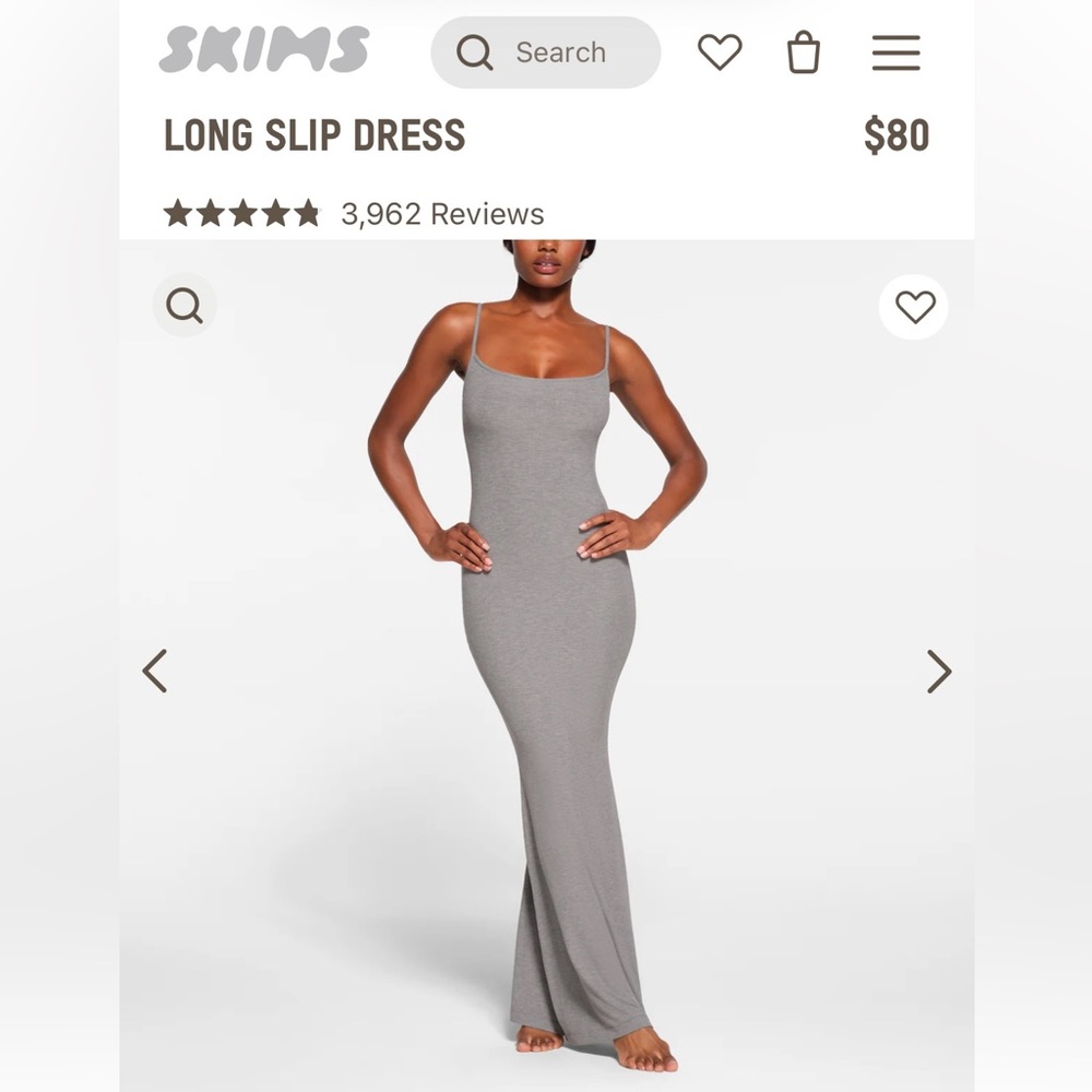 Skims Heather Grey, Long Slip Dress